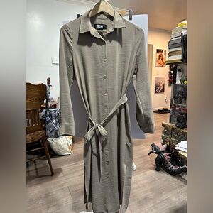 DKNY Long Sleeve Taupe Dress